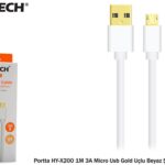 Hytech Portta HY-X200 1M 3A Micro Usb Gold Uçlu Beyaz Şarj Kablosu