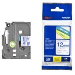 Brother TZE-233 12 mm Beyaz Üzeri Mavi Laminasyonlu Etiket