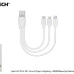 Hytech HY-X116 3İN1 20cm 3A Type-C+ Lightning + MİCRO Beyaz Şarj Kablosu