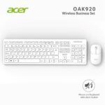 Acer OAK-920 Beyaz Kablosuz Sessiz Tuşlu 2.4Ghz Klavye Moue Set Beyaz (Mouse 1200Dpı) Caps Lock