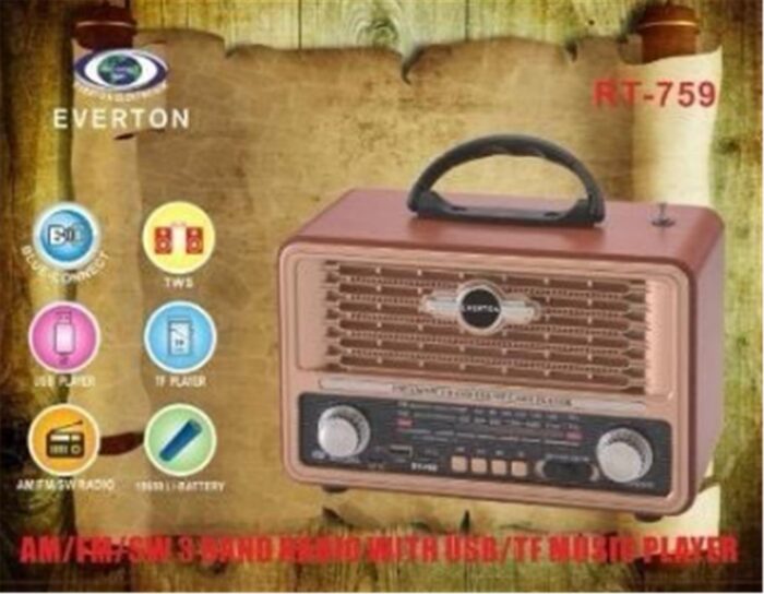 Everton Rt-759 Bluetooth Fm-Usb-Tf-Aux Şarjlı Nostaljik Radyo