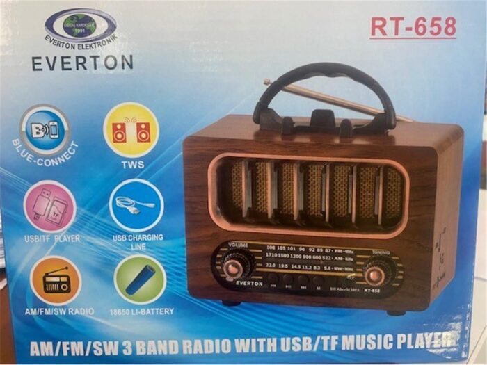 Everton Rt-658 Bluetooth Fm-Usb-Tf-Aux Şarjlı Nostaljik Radyo