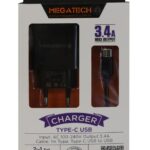 MEGATECH 3.4A TYPE-C GUALCOMM SARJ ALETİ SİYAH