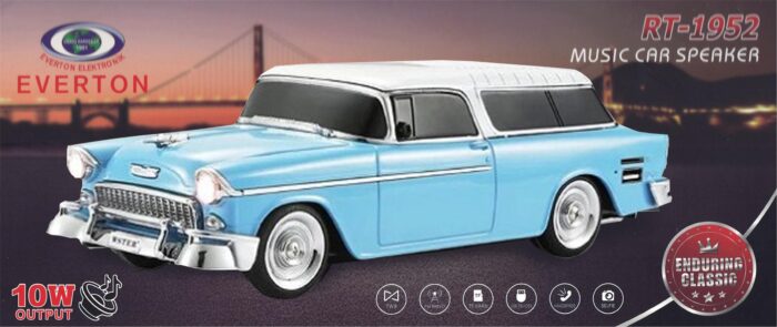 EVERTON RT-1952 Mavi Arabalı Bluetooth Fm-Usb-Tf-Aux Şarjlı Nostaljik Radyo