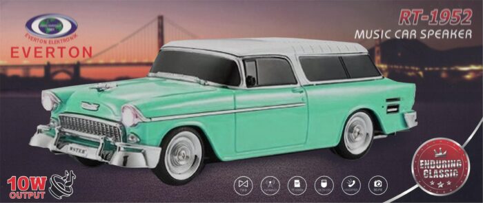 EVERTON RT-1952 Turkuaz Arabalı Bluetooth Fm-Usb-Tf-Aux Şarjlı Nostaljik Radyo