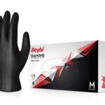 Beybi Diamond M Beden Pudrasız Kalın Siyah Nitril Eldiven Medium (Kutuda 100 Adet)