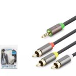 HADRON HDX1065 3.5MM TO 3RCA KABLO 2LINE GOLD 3M SİYAH