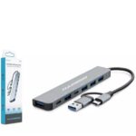 Hadron Hdx7827 Type-C Hub 2-Type-C + 4-Usb3.0 + 7In1 Gri