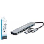 Hadron Hdx7828 Type-C Hub Combo 3-Usb3.0 + Usb + Type-C + Audio + Sd + Tf 8In1 Gri