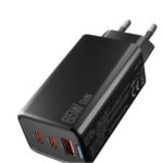 Hytech HY-XEG65 2-USB-C + USB-A GAN PD 65W - QC 18W Type PD-PPS Siyah EV-NOTEBOOK Şarj Adaptör