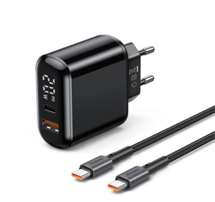 MCDODO CH-7172 PD3 20W 1 USB 1 TYPE-C GİRİŞLİ ŞARJ ADAPTÖRÜ USB-C TO USB-C -SİYAH