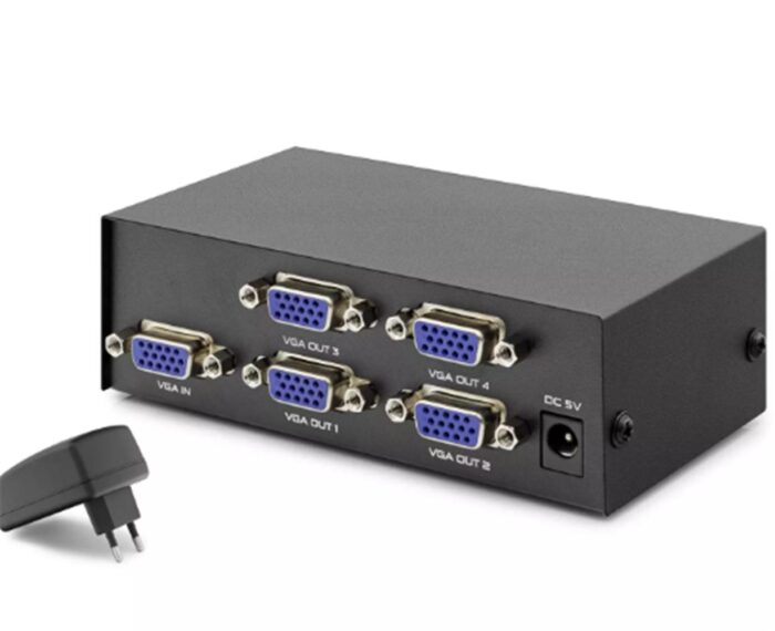 Hadron Hdx1278 4 Port Vga Splitter 200Mhz 1-In 4-Out Siyah