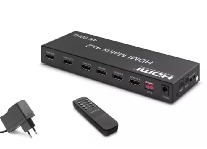 Hadron Hdx1334 Hdmi Switch & Splitter 4-In 2-Out Matrix Siyah 4K HDMI Girişi: 4 HDMI Çıkışı: 2