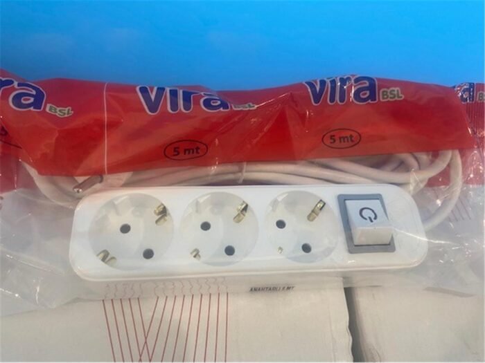 Vira 3lü 5mt Anahtarlı Topraklı Priz