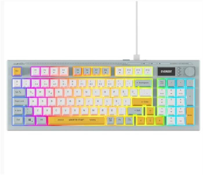 Everest KB-79 SILENT PRO Mavi-Beyaz-Sarı SESSİZ RGB Q Membrane Oyuncu Klavyesi