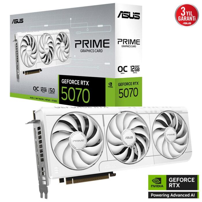 Asus PRIME GeForce RTX5070 12GB OC White Edition PRIME-RTX5070-O12G-WHITE GDDR7 192Bit Ekran Kartı