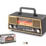 HADRON FP331S Bluetooth Nostaljik Hoparlör FM RGB Alev Efektli Solar Panelli - Siyah