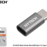 Hytech HY-XO30 Gümüş Metal Gövde MicroUSB 5pin F to Type C M Çevirici