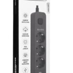 S-link SPG03U 5V2.4A 1.5m 3x1.00mm 100 yüzde Bakır 750 Joule 3 lü Anahtarlı Akım Korumalı Siyah Priz