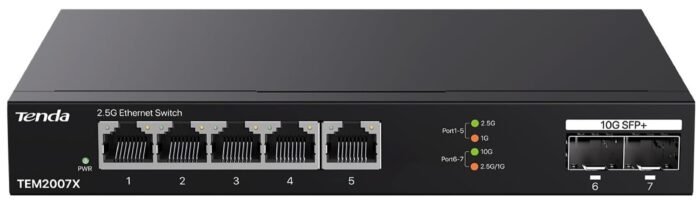 Tenda TEM2007X 2.5Gb Switch 7 Port 5x2.5G Por+2x10Gb SFP+ 50Gbps Yönetilmeyen Nas