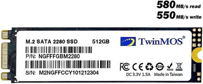 TwinMOS 512GB NGFFFGBM2280 M.2 2280 SATA3 SSD (580Mb-550Mb-s) 3DNAND Ssd Disk