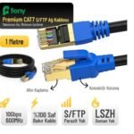 Feny FN-CAT7LS01 10GBPS İnternet 60MHZ 1 Metre CAT7 Gold Patch Kablo (Yanmaz- yüzde 100 Saf Bakır)