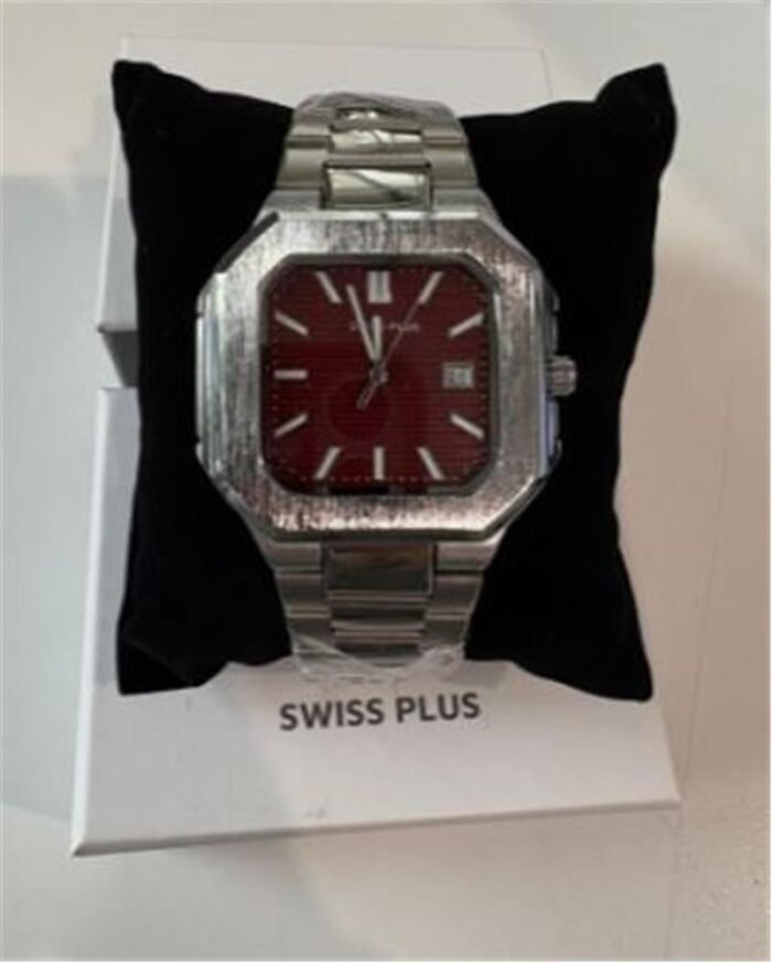 Swiss Plus Man Watch Premium Seri Model-9 RS23146 Bordeaux-Silver(Kol Saati)